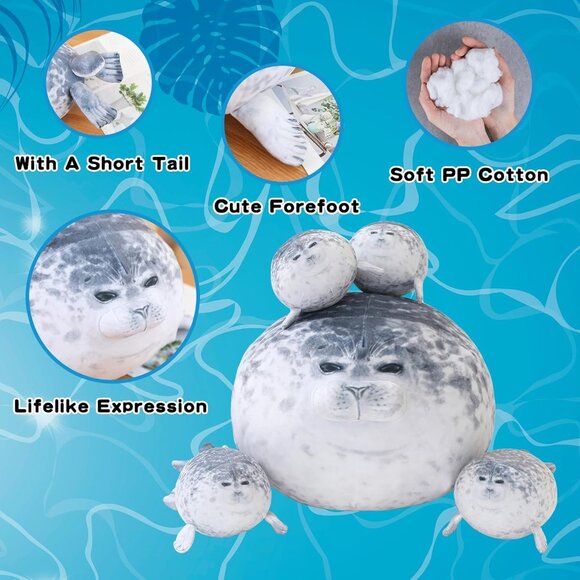 🆕  Chubby Seal Pillow Plush 4 Baby Tummy Stuffed Cotton Animal Soft Toy Gift - Picture 4 of 6